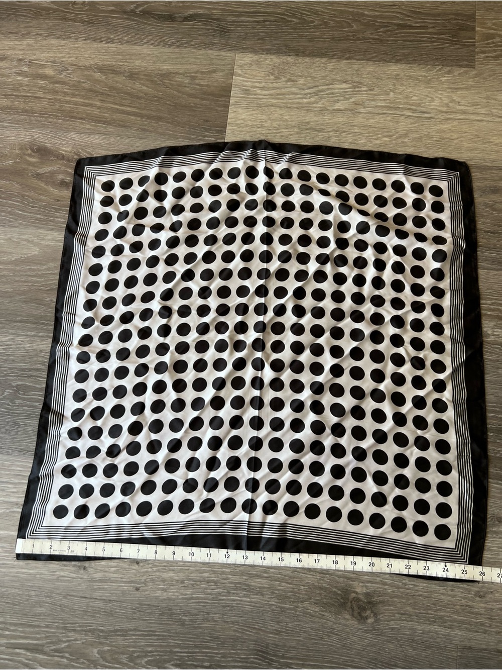 Silky and soft  Black and white polka dot scarf